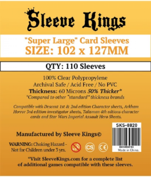 Sleeve Kings: ''Super Large'' Sleeves (102x127mm) -110 Pack, 60 Microns*
