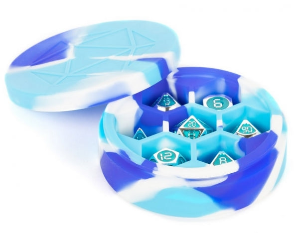 Silicone Dice Case: Round - Blue/White/Light Blue