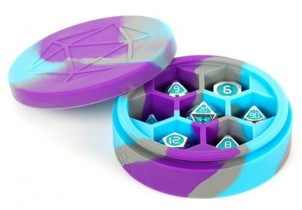Silicone Dice Case: Round - Purple/Gray/Light Blue