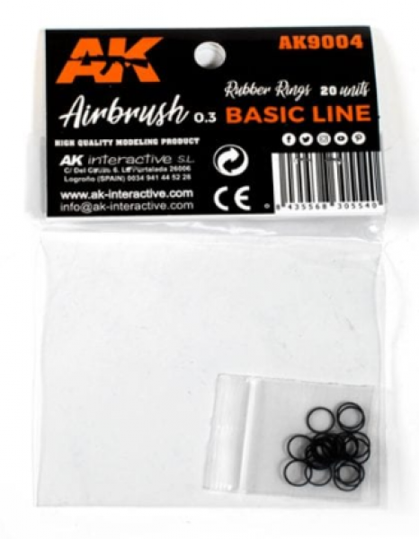 AK-Interactive: RUBBER RINGS (20) FOR AK AIRBRUSH (Accessory)