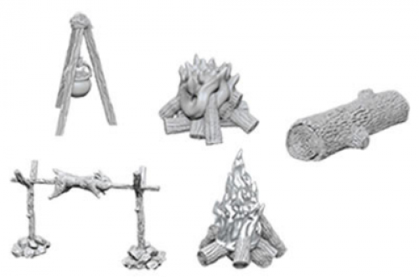 WizKids Deep Cuts Unpainted Miniatures: Camp Fire & Sitting Log