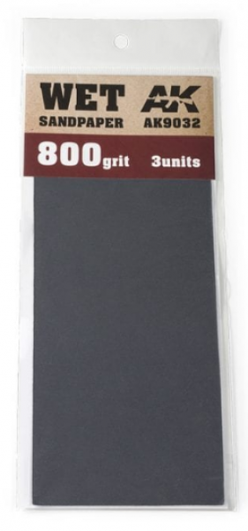 AK-Interactive: Wet Sandpaper 800 Grit. 3 units