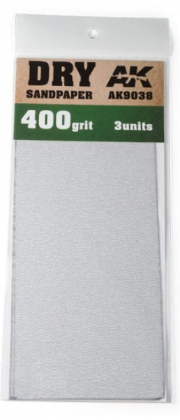 AK-Interactive: Dry Sandpaper 400 Grit. 3 units