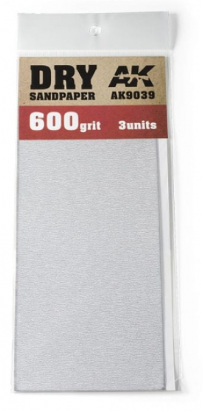 AK-Interactive: Dry Sandpaper 600 Grit. 3 units
