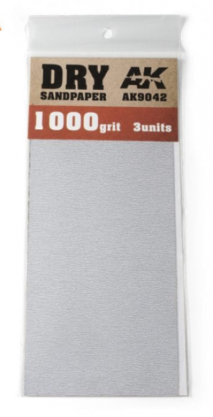 AK-Interactive: Dry Sandpaper 1000 Grit. 3 units