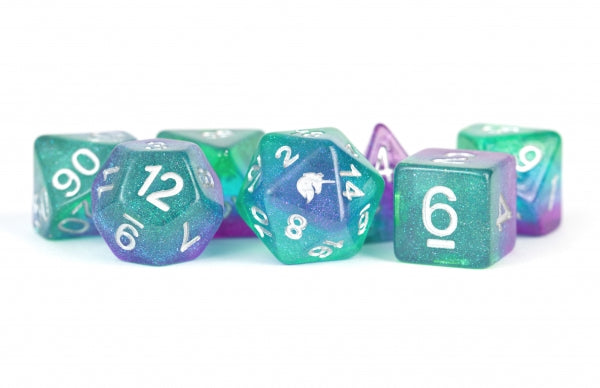 Metallic Dice: Unicorn RESIN Polyhedral Dice Set - Aurora (7)