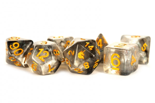 Metallic Dice: Unicorn RESIN Polyhedral Dice Set - Rogue Rage (7)