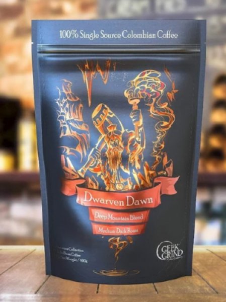 Geek Grind Coffee: Dwarven Dawn - Deep Mountain Blend Whole Bean - 12oz
