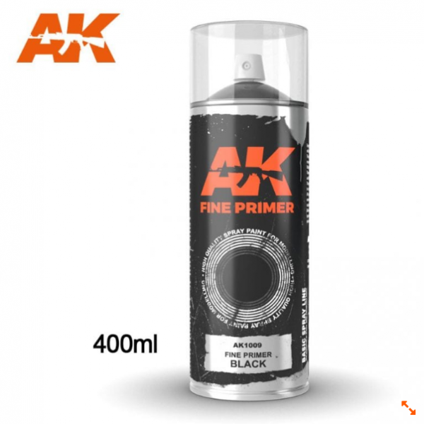 AK-Interactive: AK Sprays - Fine Primer Black (400ml)
