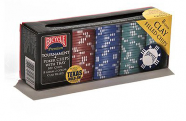 Bicycle 8 Gram Clay Poker Chips (100ct) w/Casino Tray