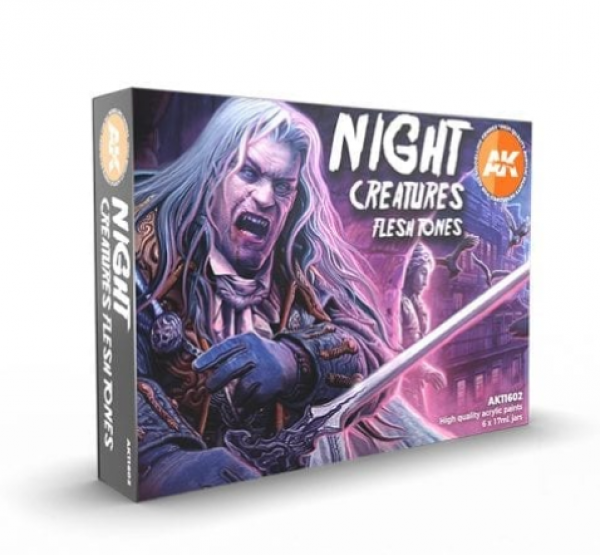 AK-Interactive: 3rd Gen Acrylics - Night Creatures Flesh Tones Acrylic Paint Set (Box of 6 Paints)