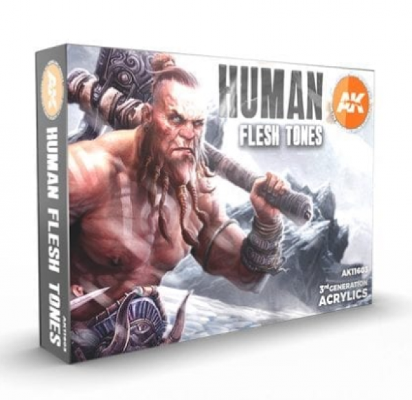 AK-Interactive: 3rd Gen Acrylics - Human Flesh Tones Acrylic Paint Set (Box of 6 Paints)