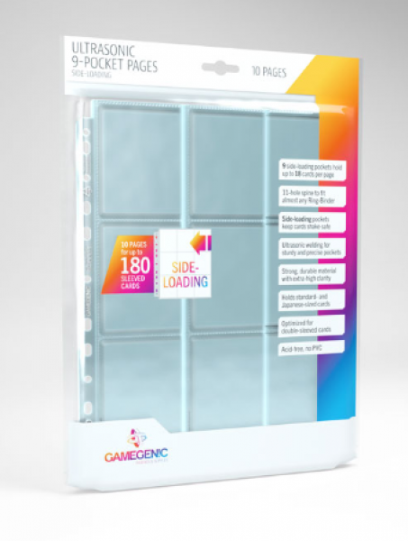 Gamegenic: Ultrasonic Side-loading 9-Pocket Pages - Clear (10 pages/pack)