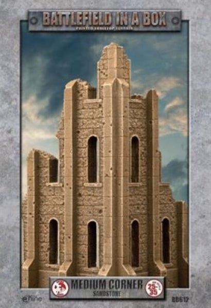 Battlefield in a Box: Gothic Battlefields - Medium Corner - Sandstone (x1) - 30mm