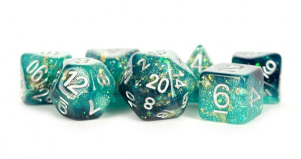 Polyhedral Dice Set: (Resin) Eternal Dice Set - Teal/Black (7 die set)