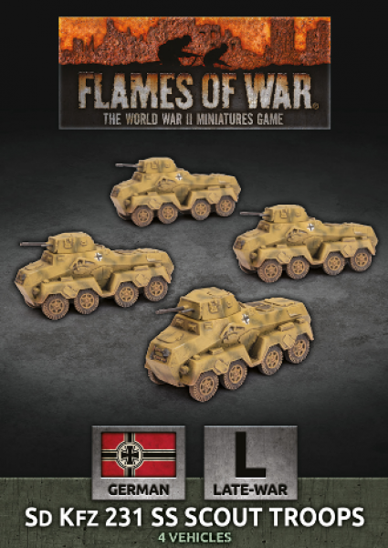 Flames Of War (WWII): (German) Sd Kfz 231 SS Scout Troop (x4)