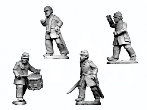 Crusader Miniatures: American Civil War - Infantry Command in Frock Coat and Kepi (4)