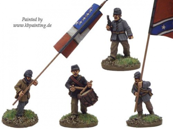 Crusader Miniatures: American Civil War - Infantry Command in Jacket and Kepi Advancing (4)