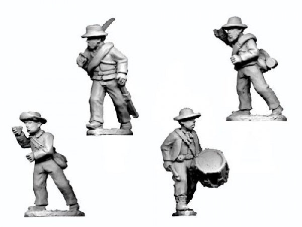 Crusader Miniatures: American Civil War - Infantry in Shirt and Hat Command Advancing (4)