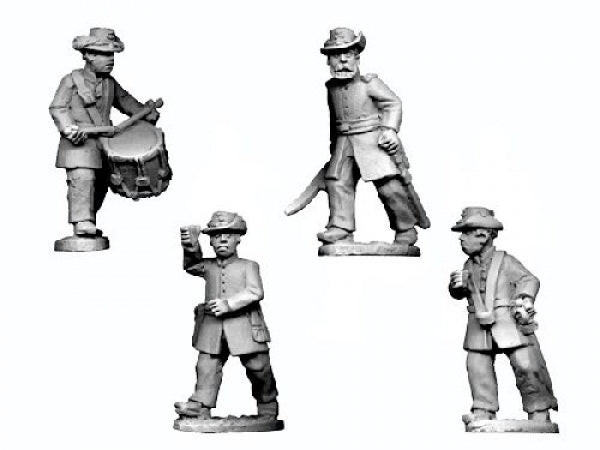 Crusader Miniatures: American Civil War - Infantry in Frock Coat, Hardee Hat Command Advancing (4)