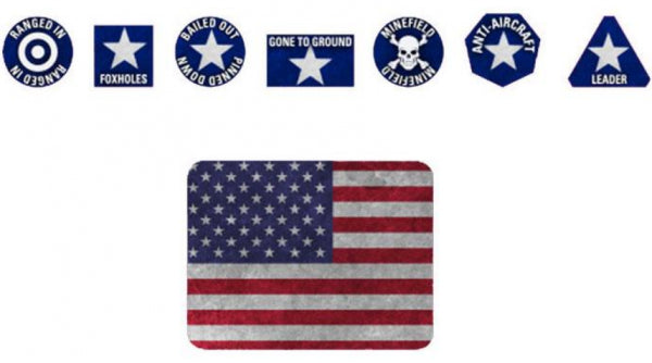 Team Yankee: Gaming Tin Set - American (x20 Tokens, x2 Objectives, x16 Dice)