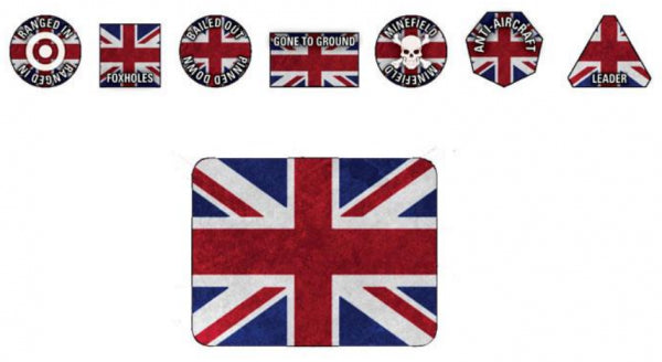 Team Yankee: Gaming Tin Set - British (x20 Tokens, x2 Objectives, x16 Dice)