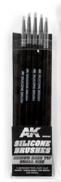AK-Interactive: Silicone Brushes - Medium Hard Tip, Small (Set of 5)