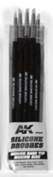 AK-Interactive: Silicone Brushes - Medium Hard Tip, Medium (Set of 5)