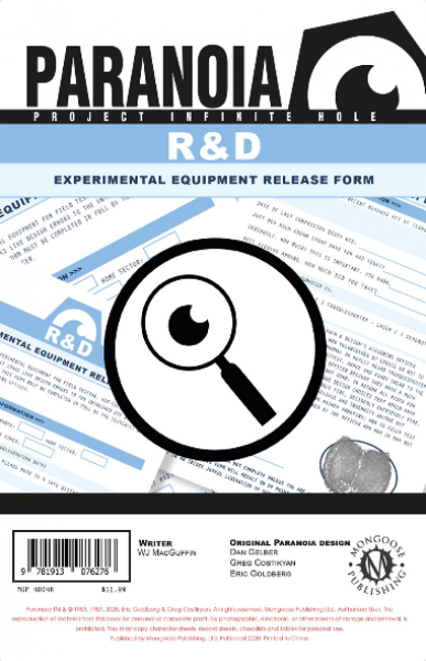 Paranoia RPG: The R & D Experimental Equipment Release Form Pad