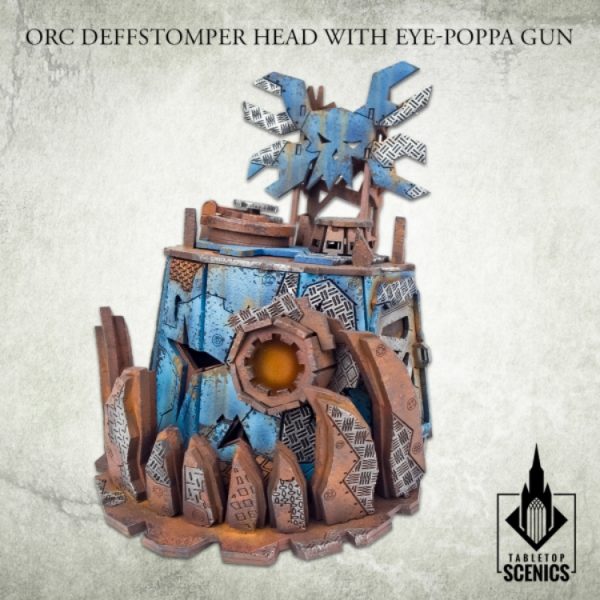 Kromlech Tabletop Scenics: Orc Deffstomper Head with Eye-Poppa Gun