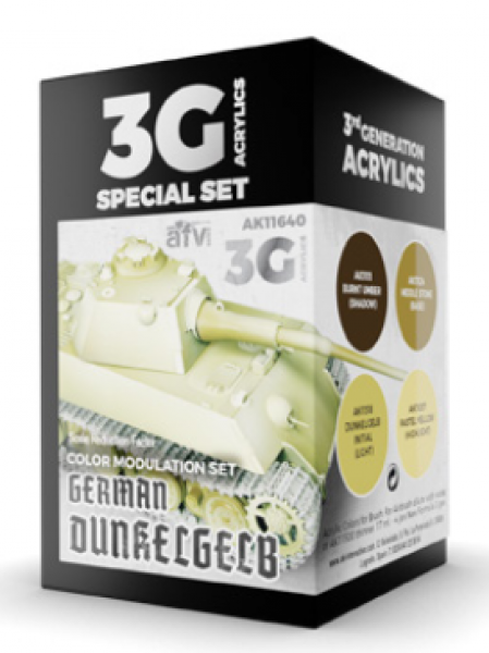 AK-Interactive: 3rd Gen Acrylics - German Dunkelgelb Modulation Set