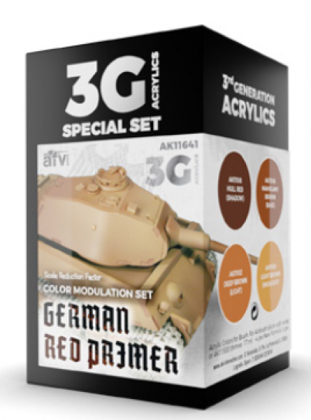 AK-Interactive: 3rd Gen Acrylics - German Red Primer Modulation Set