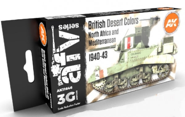 AK-Interactive: 3rd Gen Acrylics - British Desert Colors North Africa & Mediterranean 1940-1943 Set