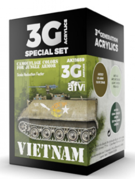 AK-Interactive: 3rd Gen Acrylics - Vietnam Camoflage for Jungle Colors Set