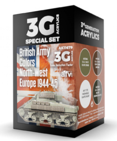 AK-Interactive: 3rd Gen Acrylics - British Army Colors Set (North-West Europe 1944-45)