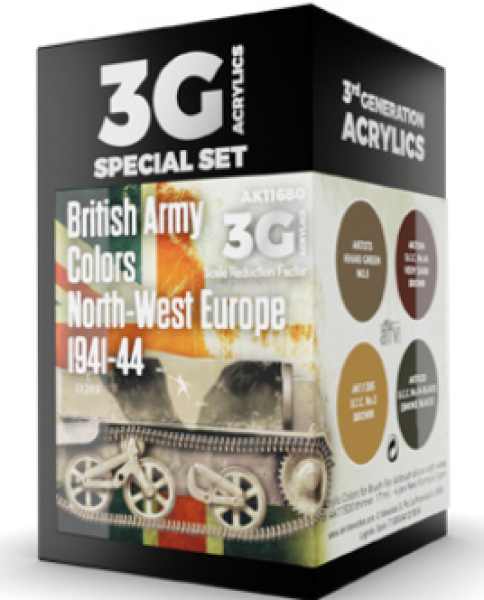 AK-Interactive: 3rd Gen Acrylics - British Army Colors Set (North-West Europe 1941-44)