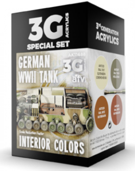 AK-Interactive: 3rd Gen Acrylics - German WWII Tank Interior Colors Set