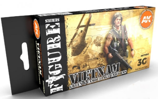 AK-Interactive: 3rd Gen Acrylics - Vietnam Green & Camoflage Uniform Color Set