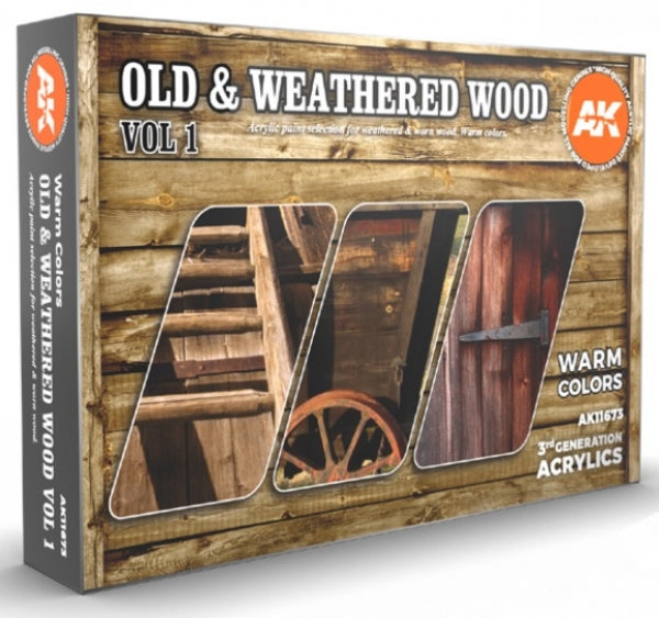 AK-Interactive: 3rd Gen Acrylics - Old & Weathered Wood Vol.1 Colors Set