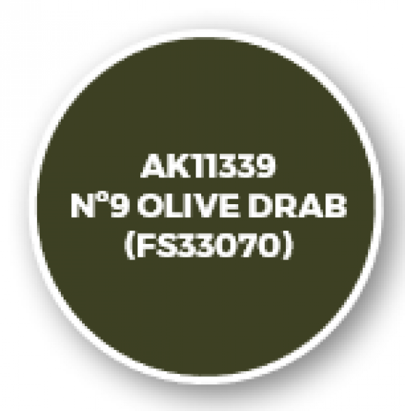 AK-Interactive: AFV Acrylics (3rd Gen) - Nº9 Olive Drab (FS33070)