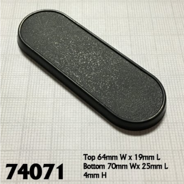 Bases: 70mm x 25mm Oval Gaming Base (10)
