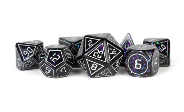 Metallic Dice: 16mm RESIN Polyhedral Dice Set - Framed Void (7)