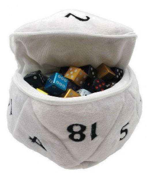 D20 Plush Dice Bag - White