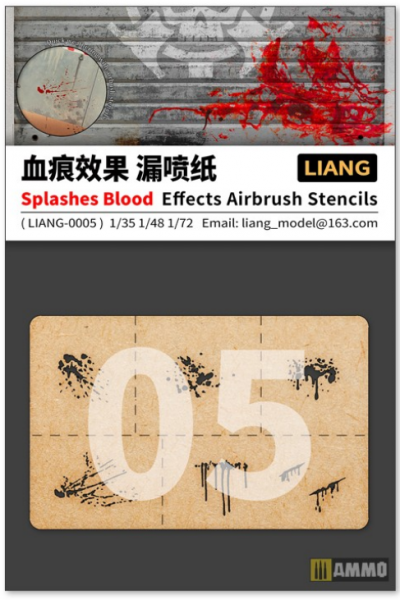 AMMO Liang Modeling: Splashes Blood Effects Airbrush Stencils