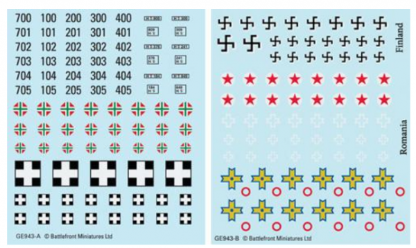 Flames Of War: Axis Allies Decals (Hungarians, Finns and Romanians)