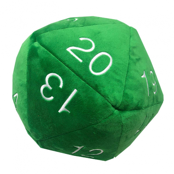 D&D: Jumbo D20 Dice Plush - Green with White Numbering