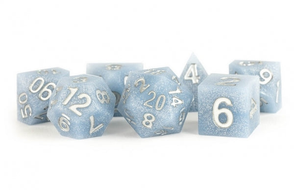 Metallic Dice: 16mm Sharp Edge Silicone Rubber Poly Dice Set (7) - Glacial Debris