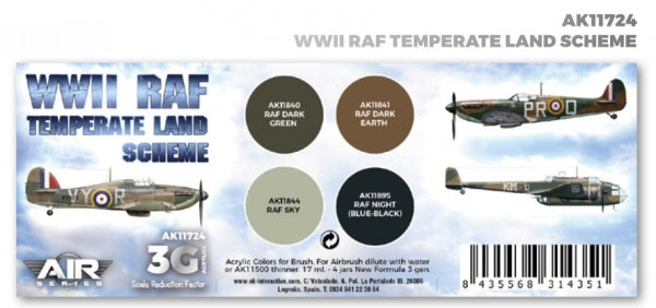 AK-Interactive: 3rd Gen Acrylics - AIR Series WWII RAF Temperate Land Scheme