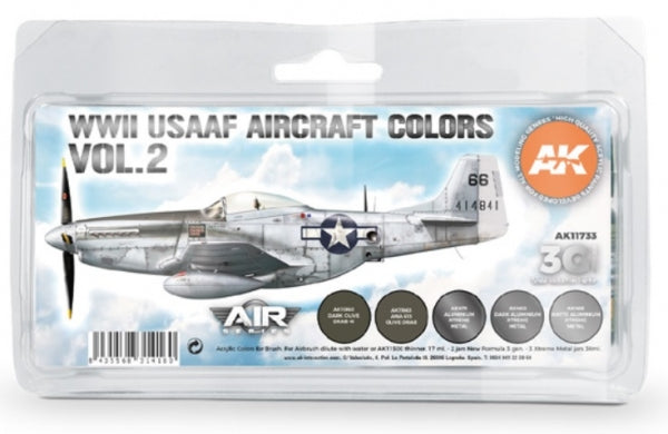 AK-Interactive: 3rd Gen Acrylics - AIR Series WWII USAAF Aircraft Colors Vol.2