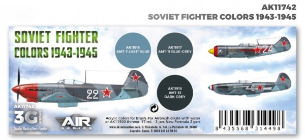 AK-Interactive: 3rd Gen Acrylics - AIR Series Soviet Fighter Colors 1943-1945